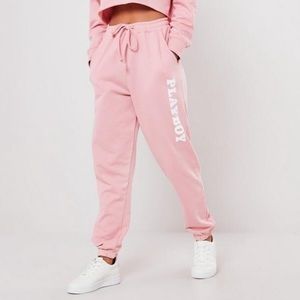 Misguided PLAYBOY Pink Sweat joggers